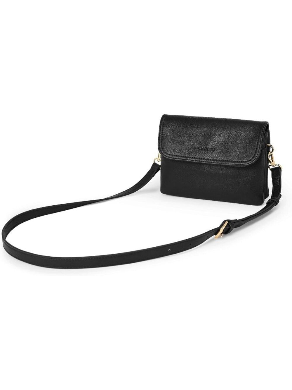 CHOLISS Women's Black Leather Cell Phone Crossbody Bags with Adjustable Strap